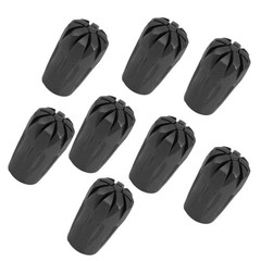 8Pcs Black Rubber Trekking Cane Protectors with Metal Gasket for Hiking Poles