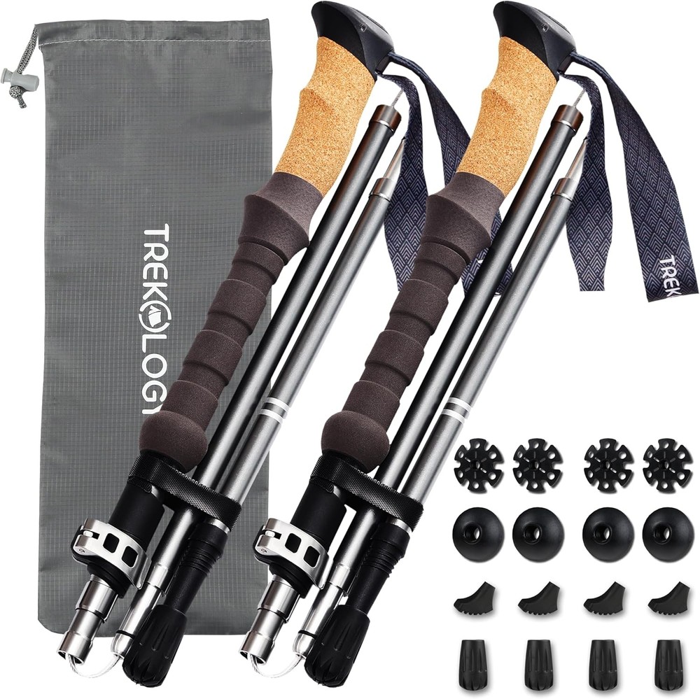 Cork Trekking Poles – Collapsible Lightweight Walking Sticks 2 Pack