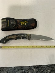 Browning Folding Camp Saw Camo Stainless High Carbon Knife w/ Sheath 924♨️A2