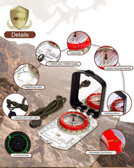 Orienteering Map Compass -Sighting Mirror Compass with Adjustable Declination,Cl