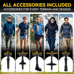 Carbon Fiber Trekking Poles Lightweight – Collapsible Hiking Poles with Cork Gri