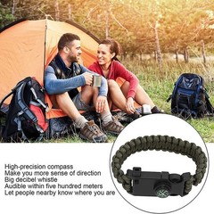 5 in 1 Survival Wristband Paracord Compass Whistle Fire Starter Scraper Tool Set