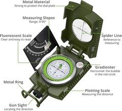 IP65 Compass Hiking Survival – Lensatic Sighting Compass for Camping Navigation,