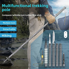 Multifunctional folding trekking pole mountain climbing, camping aluminum alloy