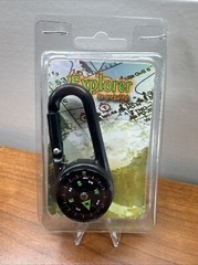 Explorer Compass / Thermometer In One With Integrated Carabiner Black Casing