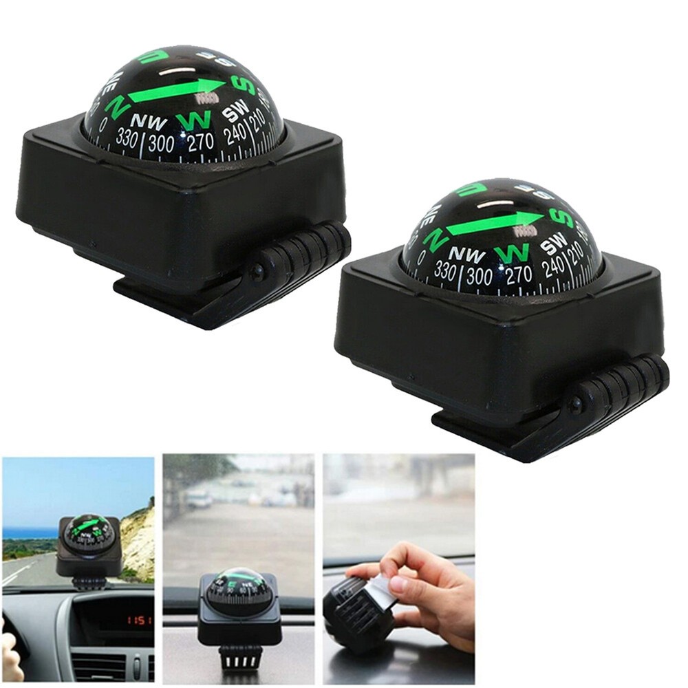 2pc Portable Car Dashboard Navigation Compass Ball For Outdoor Boat Marine Truck