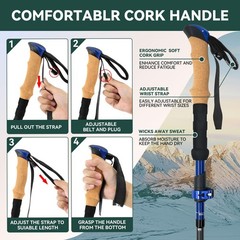 Carbon Fiber Trekking Poles – Lightweight Collapsible Hiking Poles, 2 PCS Nor…