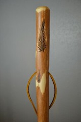 Walking Stick, Feather Carving, Hand-carved Hardwood Hiking Staff, Made in USA