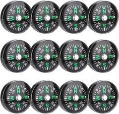Pocket Compass, 20Mm 12Pcs Mini Pocket Oil Filled Compass for Hiking Camping Out