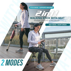 Ta-Da Chair Series 2 PRO, Portable Trekking Hiking Pole, Folding Walking Stick w