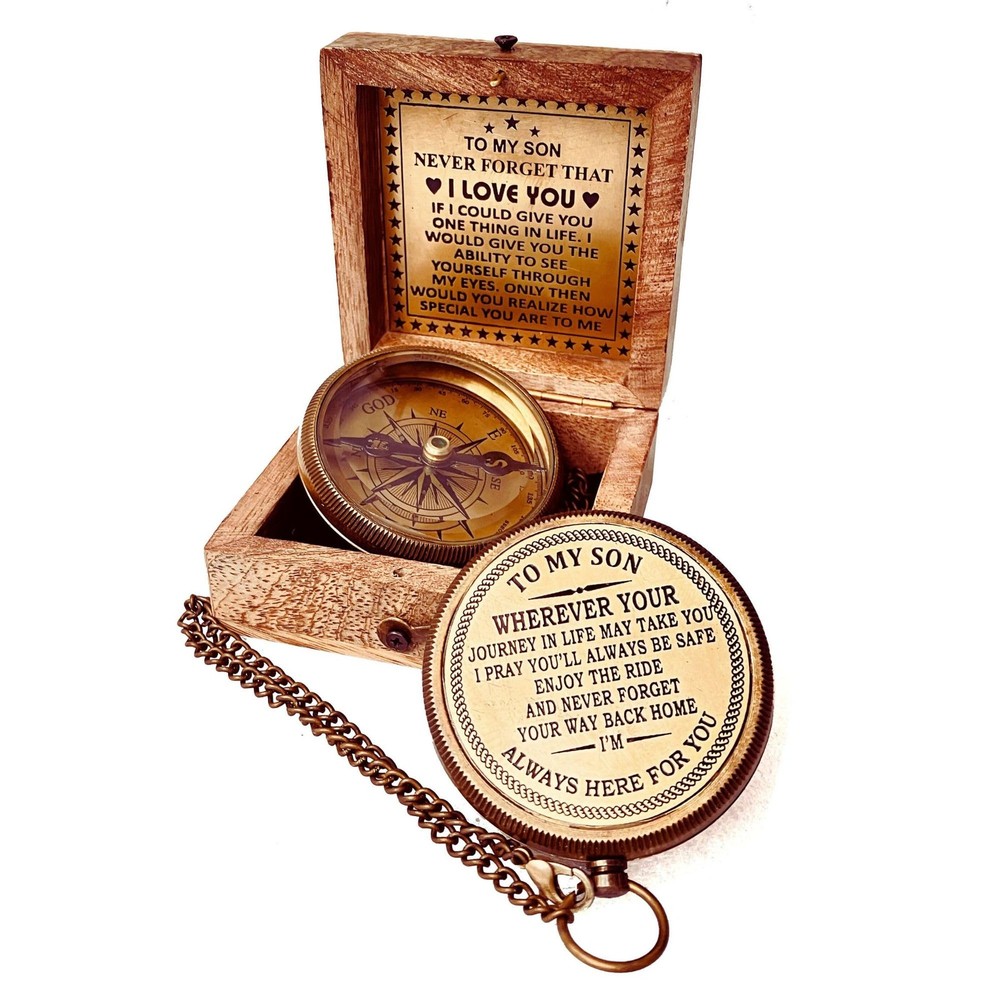2″ Engraved Compass Gift for Son from Mom Dad for Graduation 2025 Birthday