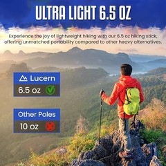 Lucern 6.5 oz (New Editon) Extreme Ultralight Anti-Shock Carbon Trekking Poles