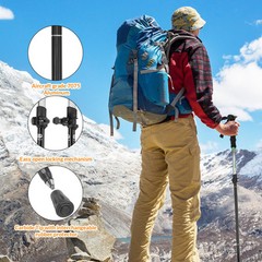 Travel Folding Trekking Hiking Pole with Carrying Case,Collapsible Cane Adjus…