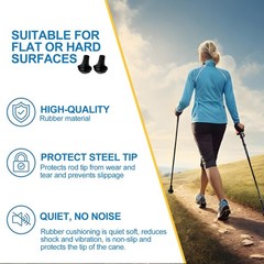 6 Pack Nordic Walking Poles Rubber Bumpers 3 Pairs Rubber Bumpers for Hiking Poles…