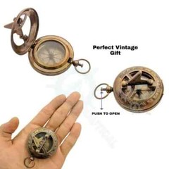 Antique Brass Sundial Compass Vintage Pocket Style Nautical Gift