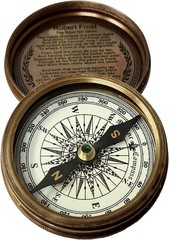 Vintage Brass Pocket Transit Compass with Robert Frost Poem – 2 Inch