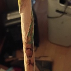 Handmade Wood Walking Stick with Number 2 Billiard Ball Handle, Painted Designs