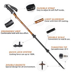 G2 Trekking Hiking Poles Telescopic/Aluminum Alloy/Comfort Handle/Auto-Adjust…