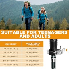 Hiking Poles – Aluminum Alloy 7075 Trekking Poles Gray Long (110-130CM)