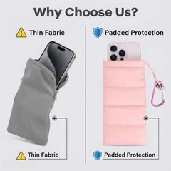 2 Pack GlassesBag Phone Case with Carabiner, Soft Protective Phone Green+Pink