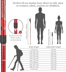 Lightweight Adjustable Shock Absorbing Trekking Poles, 2-pc Pack