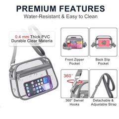 Clear Bag for Stadium Events Clear Purse Stadium Bag Satchel Large Grey Clear
