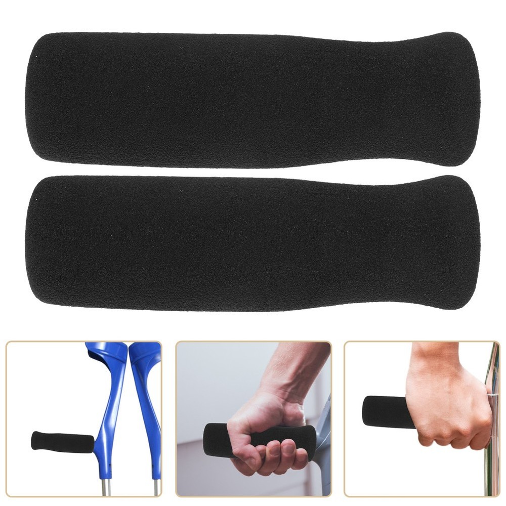 2Pcs Black Universal Handle Covers Soft Nbr Cushion Pads for Crutches Walkers