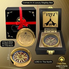 Lord’s Path Compass – 2.3″ Inch Diameter, 0.55″ Thick, Shiny Gold