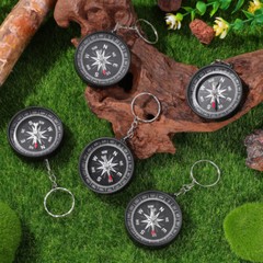 12PCS Hiking Compass Compass Bag Pendant Compass Gifts Men Silver Compass Chain