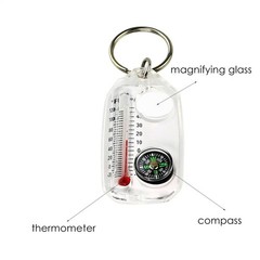 Pocket Survival Compass Multifunction Mini Keychain Camping Compass Thermometer