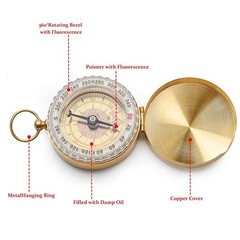 Camping Survival Compass for Hiking,Small Golden Pocket Compass for Kids,Glow…