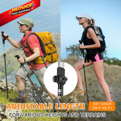 Travel Folding Trekking Hiking Pole with Carrying collapsible foldable, Black