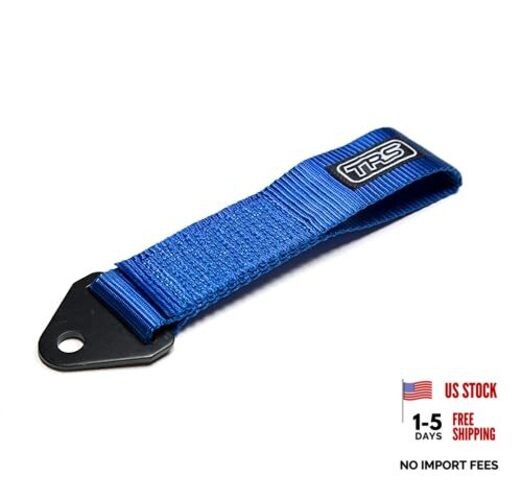 Fabric Tow Loop Strap Fixed Length for Front or Rear Bumper, High Blue