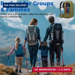 4 Pcs Trekking Poles Set, Collapsible Aluminum Hiking Poles, Adjustable Folding