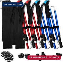 4 Pcs Trekking Poles Set, Collapsible Aluminum Hiking Poles, Adjustable Folding