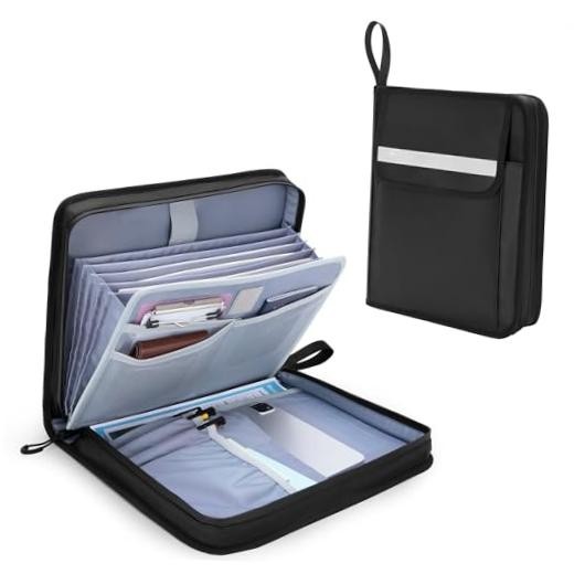 Boat Document Holder, Waterproof Travel Document Folder with 6 Black