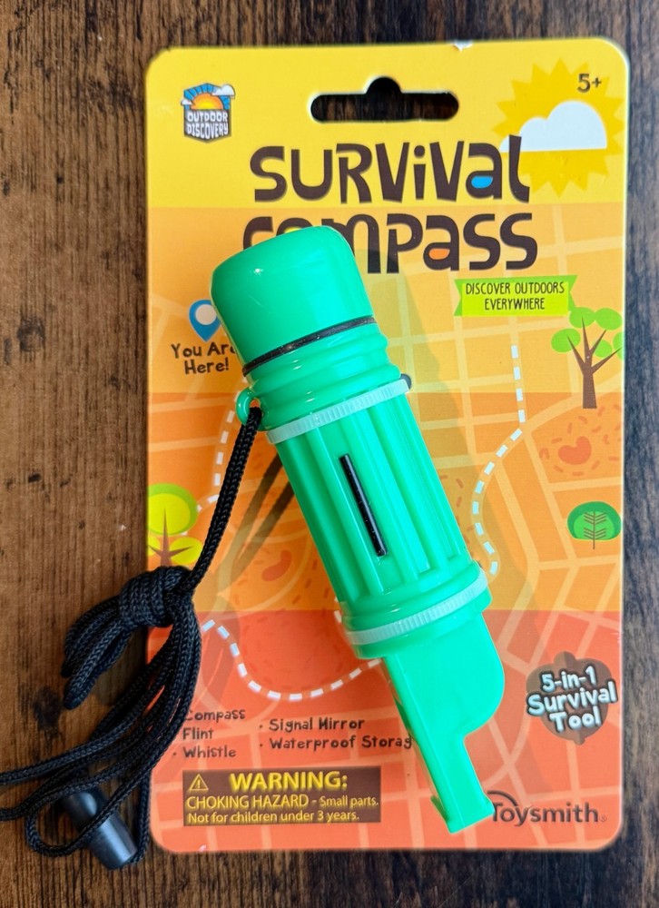 Outdoor Discovery Survival Compass 5-in-1 Tool by Toysmith ~ Ages 5+ ~ NEW!