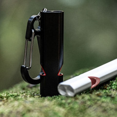 120dB Aluminum Dual Tube Whistle for Outdoor Hiking Backpacking with D-ring