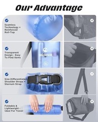 Dry Bag Waterproof Roll Top Lightweight Floating Storage Bag with 5L Blue-5L