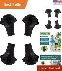 Medium Round Rubber Feet for Trekking Poles – 4 Pack of Durable Replacement Tips
