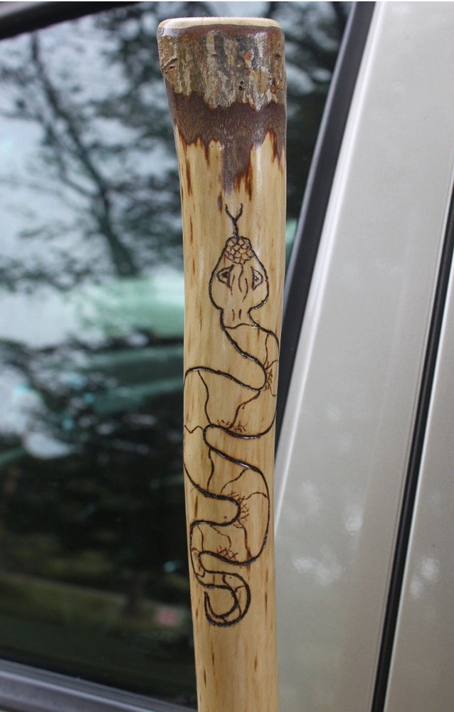 Walking Stick Hiking Stick Handmade Sweet Gum Wood Staff 59.5” Trekking Pole,Art