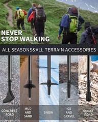 Black Trekking Walking Hiking Poles or Sticks Aluminum Lightweight Collapsibl…
