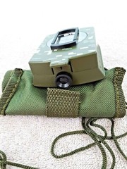 Prismatic Compass ~ Flip Top Camo Canvas Case Neck Lanyard Hiking ~ Germany