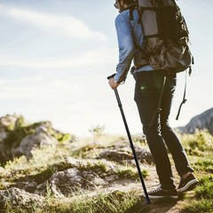 Collapsible Trekking Pole Adjustable Walking Cane Portable Mobility Aid for Men