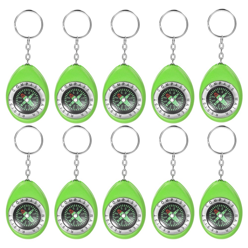 Keychain Compass [10PCS] – Survival Pocket Mini Compass with Key Ring – [Green]
