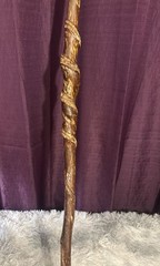 Hand Carved Wooden Walking Stick Staff Rustic Spiral Grip Hiking Cane Primitive
