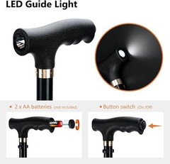 KAKICLAY New Trekking Poles Walking Cane Hiking Stick Foldable Lightweight LED