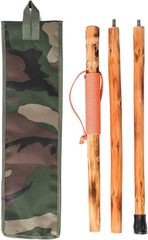 3 Pieces Detachable Fir Wood Walking Stick Wolf Carving with a Compass(Nature…