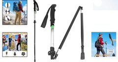 Lightweight Collapsible Folding Trekking Pole, Adjustable Height 13″-53″, Black