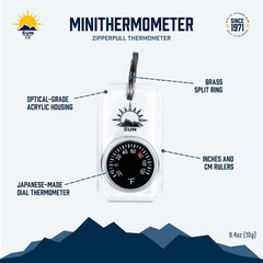 Minithermometer – Zipper Pull Mini Dial Thermometer with Split Ring | Easy-To-Re